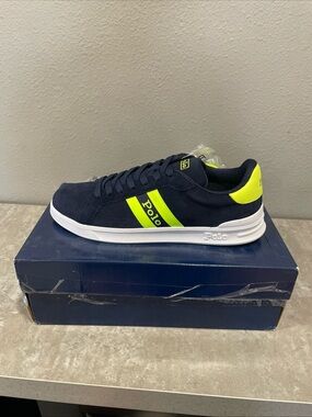 Polo by Ralph Lauren Navy with Neon Yellow Accent Low-Top Sneaker